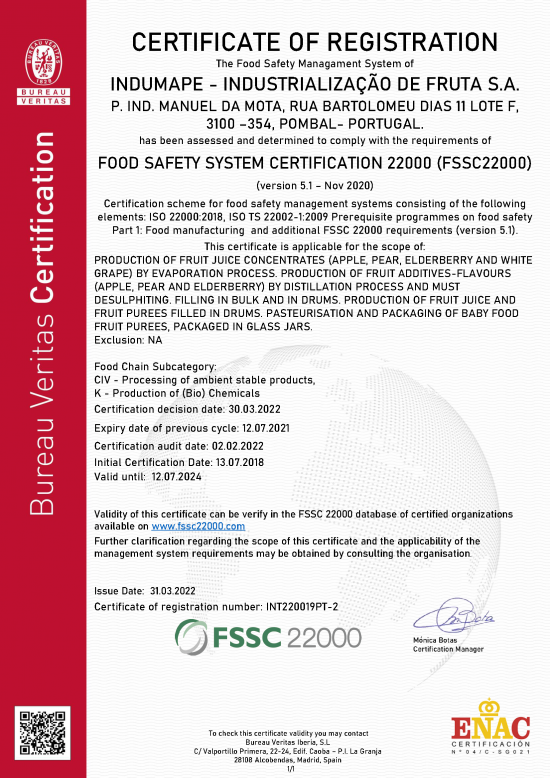 Certificação Baby Food 